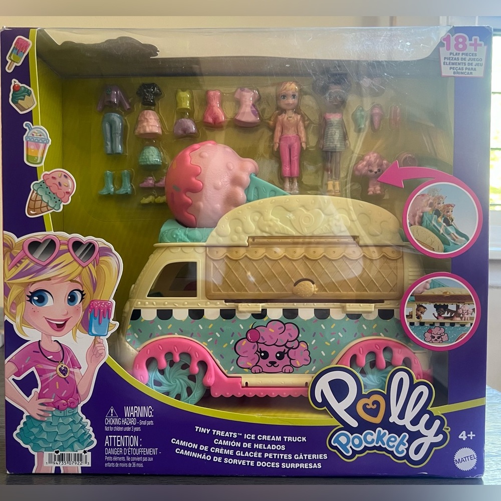 Mattel Polly Pocket Ice Cream Truck - Pink and Cream